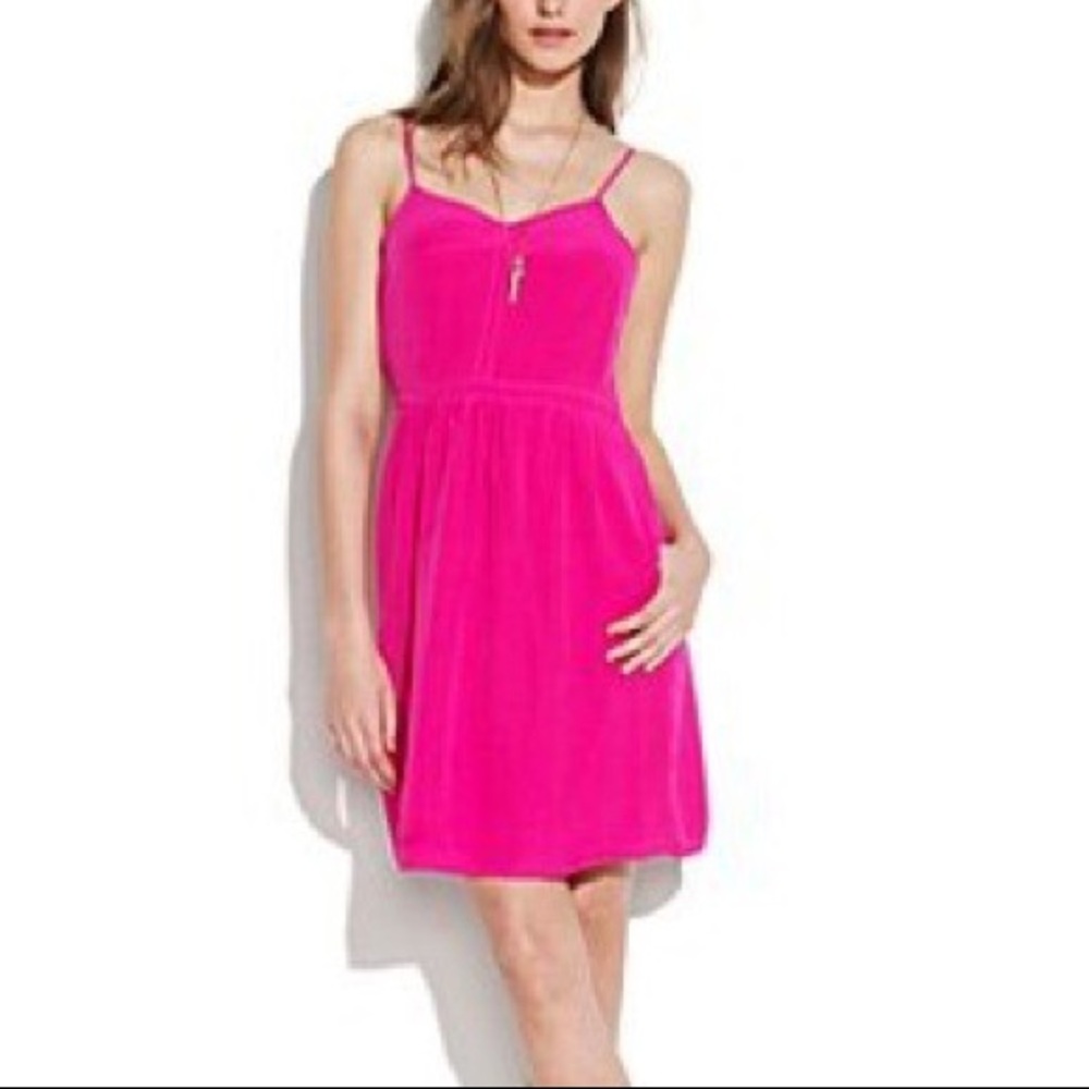 Madewell Pink silk midi dress